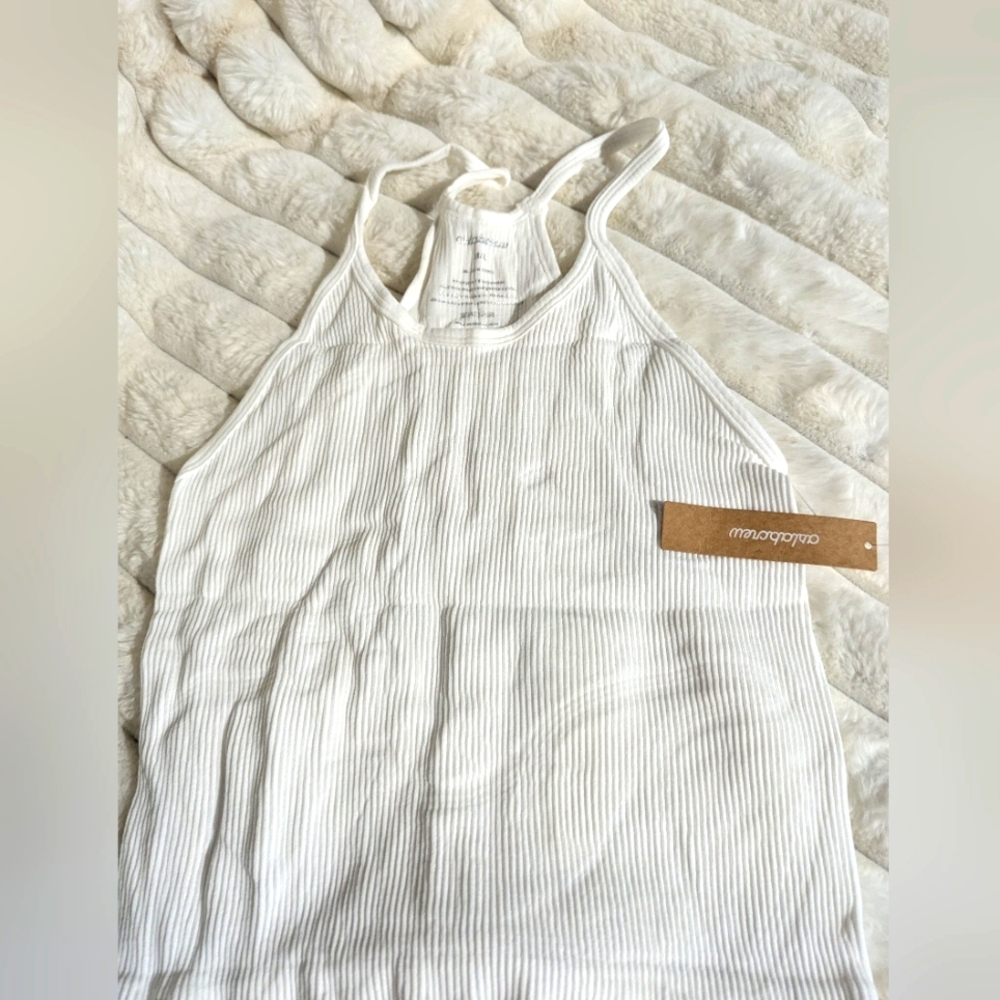 White Ribbed racer Back Tank Top